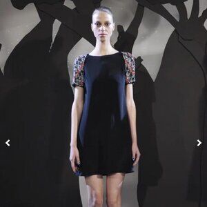 Rachel Antonoff Black SilkParty Dress with Colorful Sequin Sleeves 0 NWOT